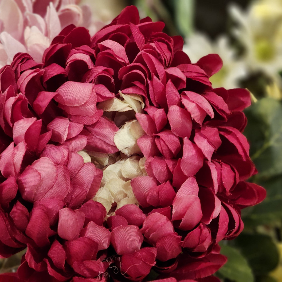 Lifelike large artificial peony in magenta, deep pink, lilac, light green or cream for displays