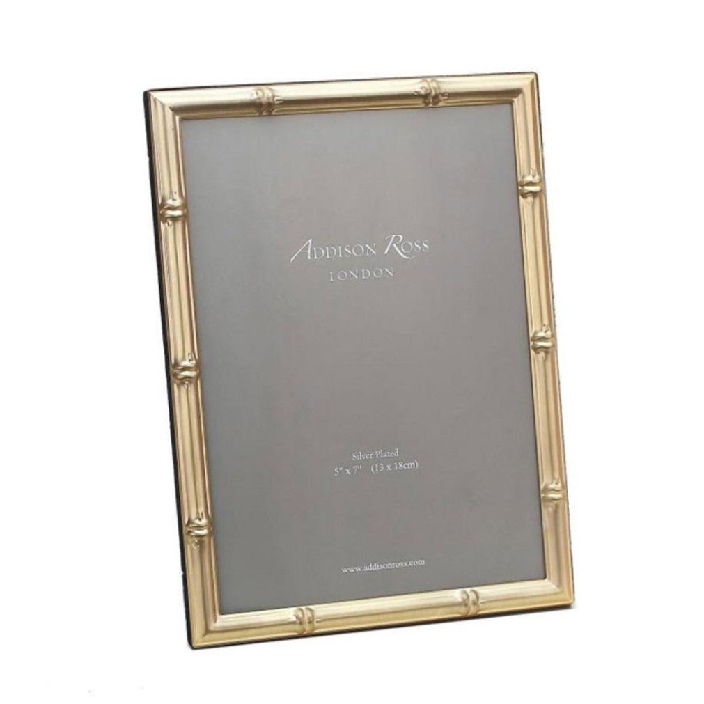Slender gold bamboo-style photo frame with black velvet back, portrait or landscape, two sizes