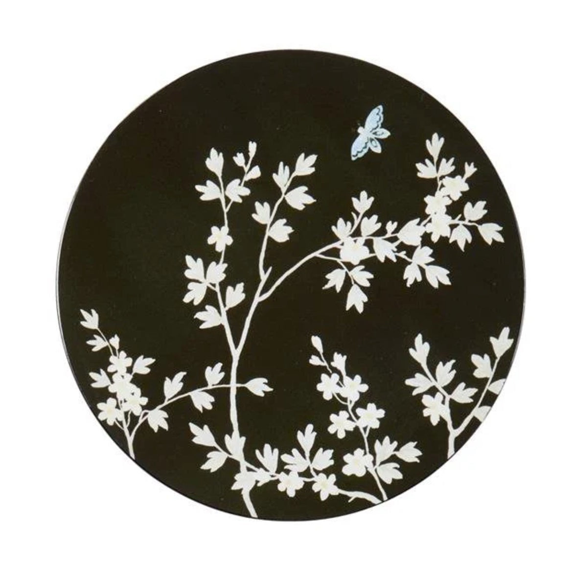 Black chinoiserie coasters, limited edition from Inside Living, decorative drink coasters with oriental motif, alternate view