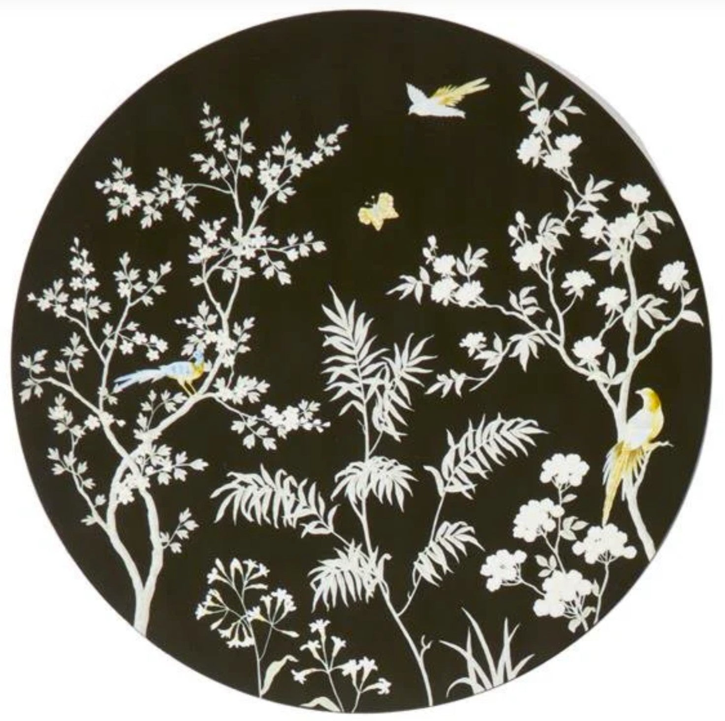 Black chinoiserie placemat set of four, limited edition from Inside Living, decorative mats with oriental motif
