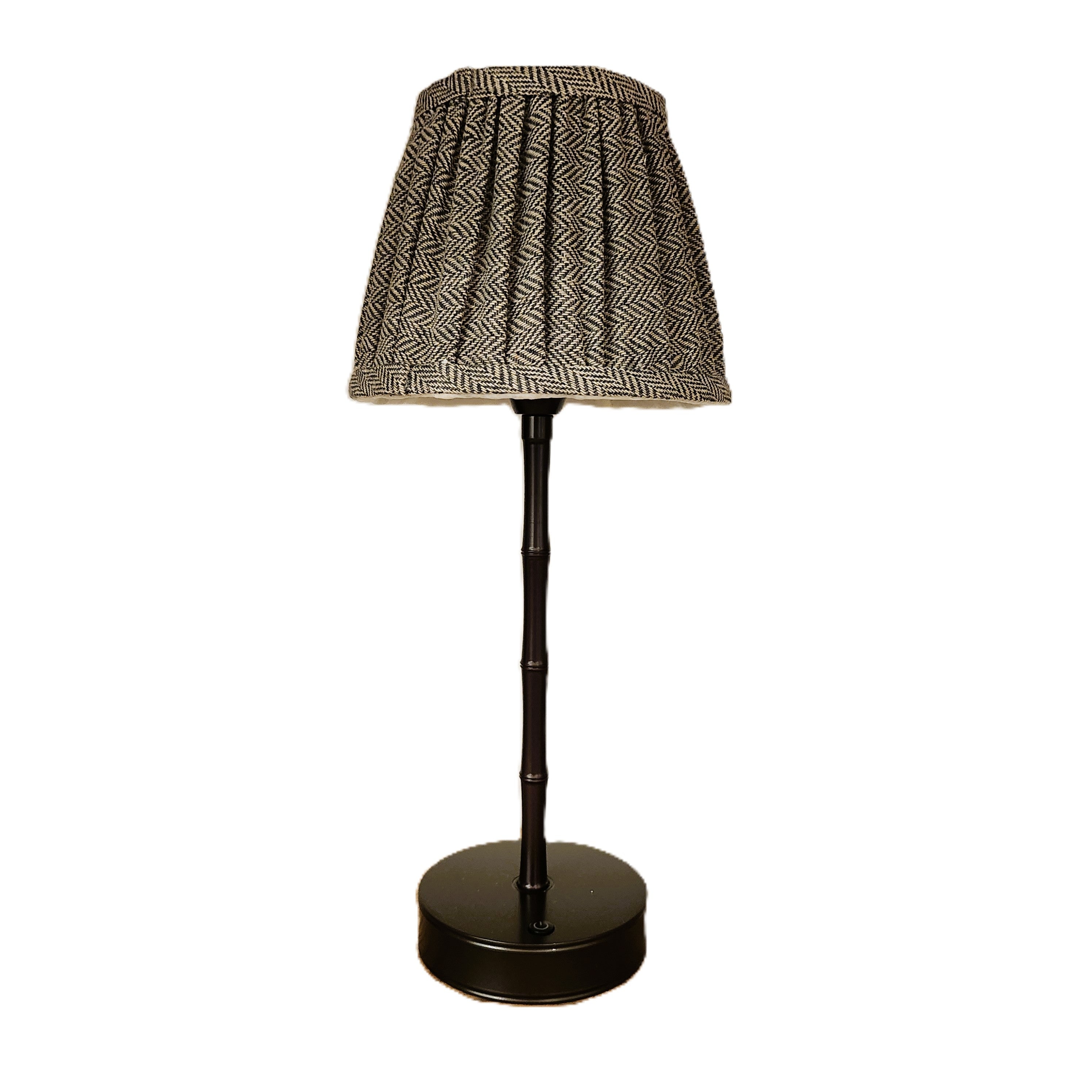 Bronze bamboo rechargeable table lamp, cordless portable light for indoor and outdoor use