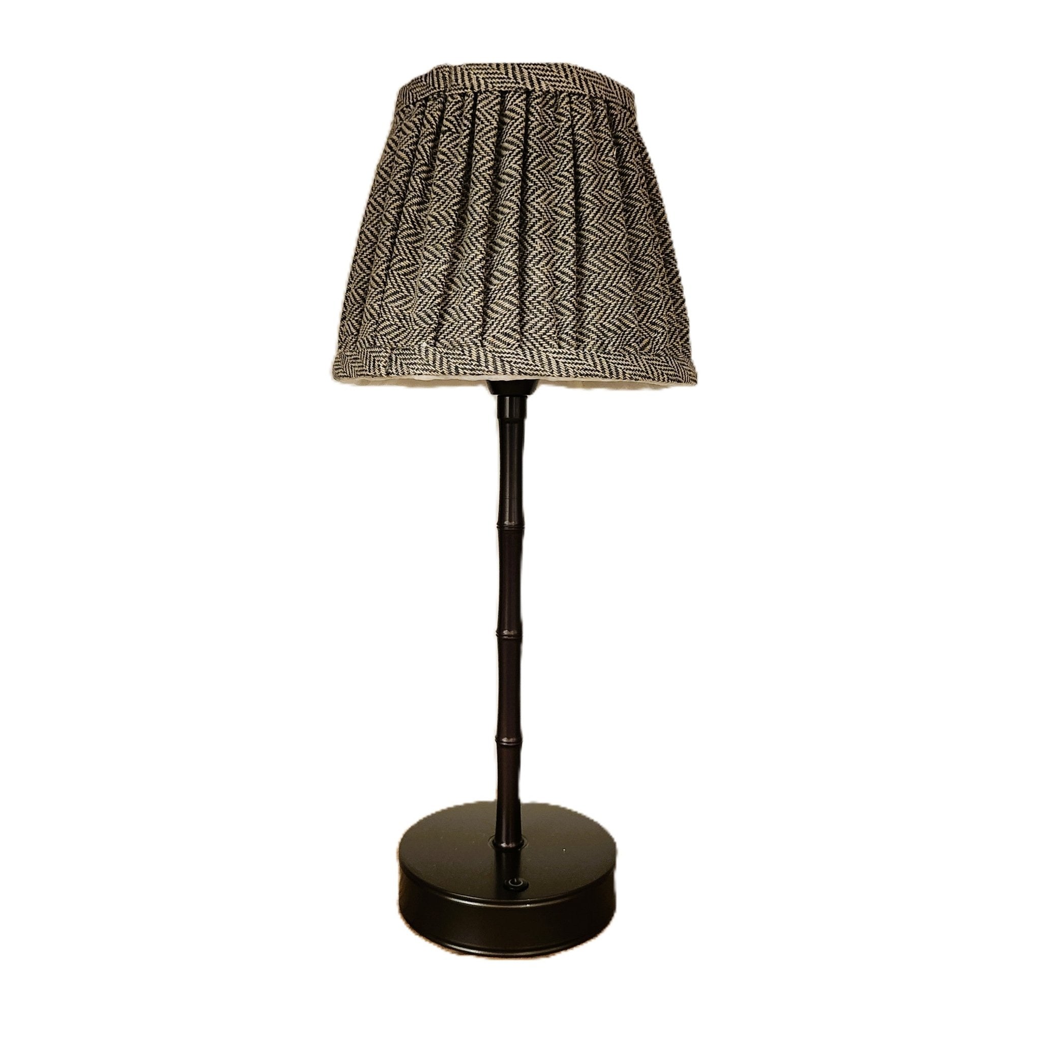 Bronze bamboo rechargeable table lamp, cordless portable light for indoor and outdoor use