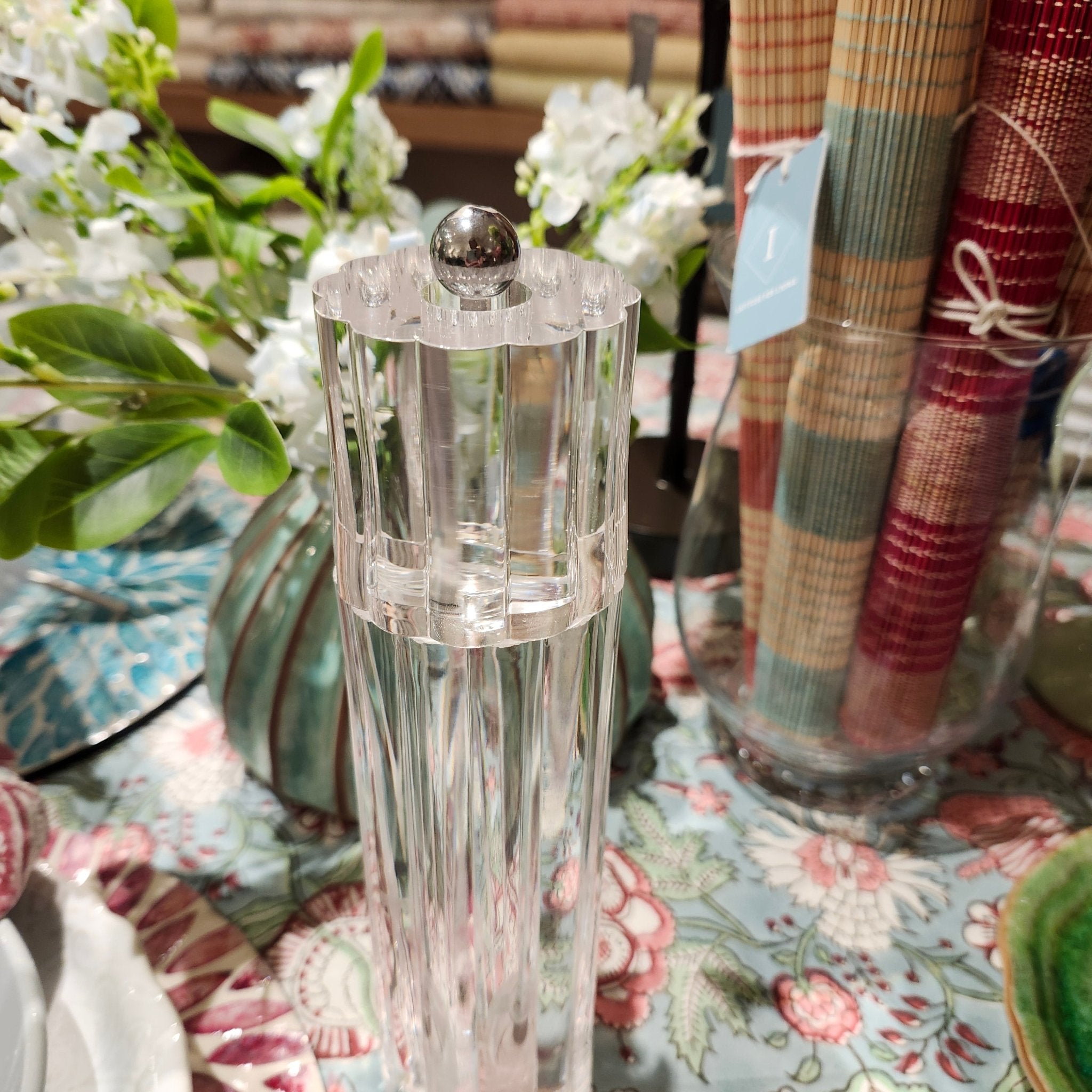 Salt and pepper mill from Inside Living, classic wooden grinder for the kitchen and dining table setting, side view