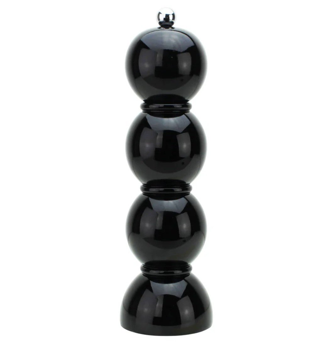 Bobbin salt and pepper mill from Inside Living, turned wooden grinder for the kitchen and dining table, detail view