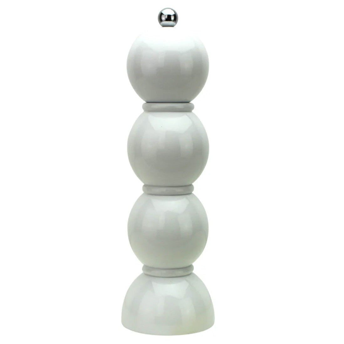 Lacquered bobbin salt or pepper mill in rubber wood with a ceramic grinder, 23.5 cm tall, gift boxed