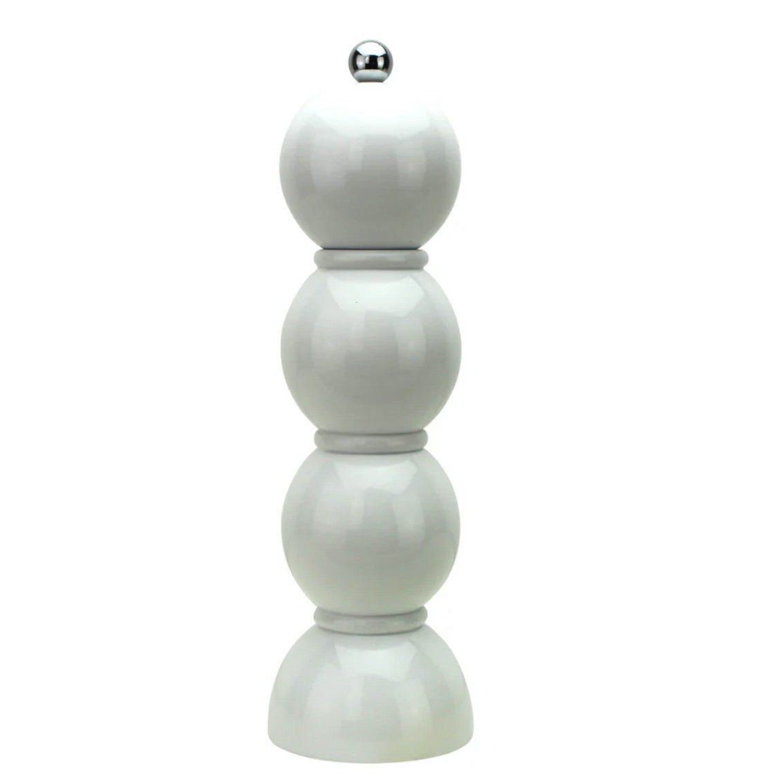 Lacquered bobbin salt or pepper mill in rubber wood with a ceramic grinder, 23.5 cm tall, gift boxed