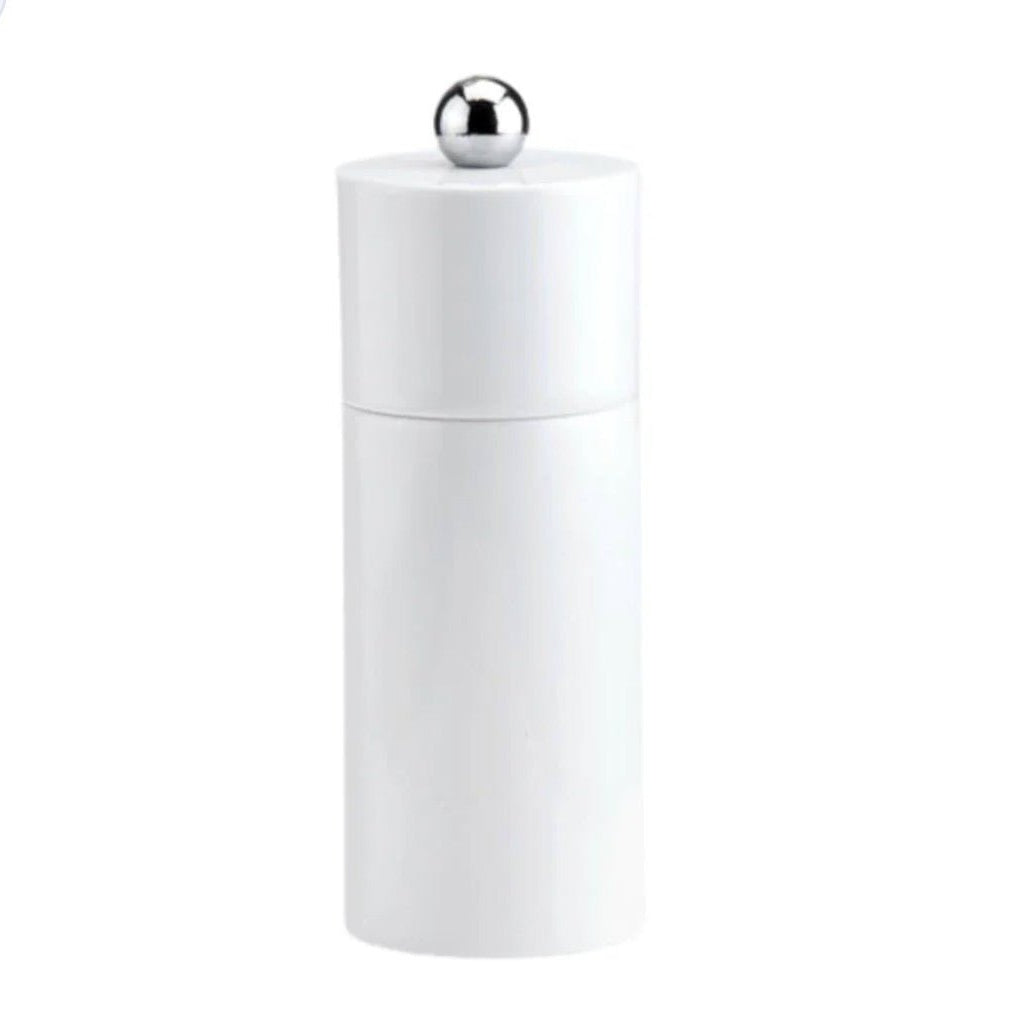 Lacquered column salt or pepper mill in rubber wood with a ceramic grinder, 13.3 cm tall, gift boxed
