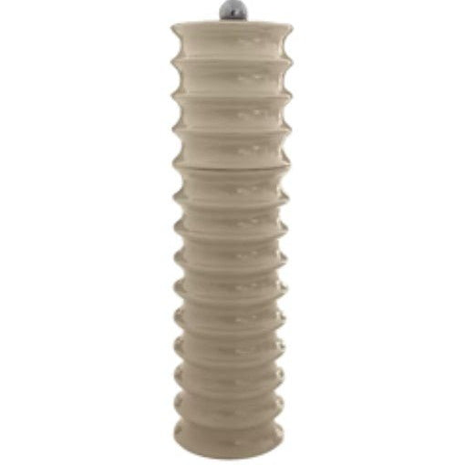 Lacquered Twister salt or pepper mill in rubber wood with a scalloped shape and ceramic grinder, 24 cm