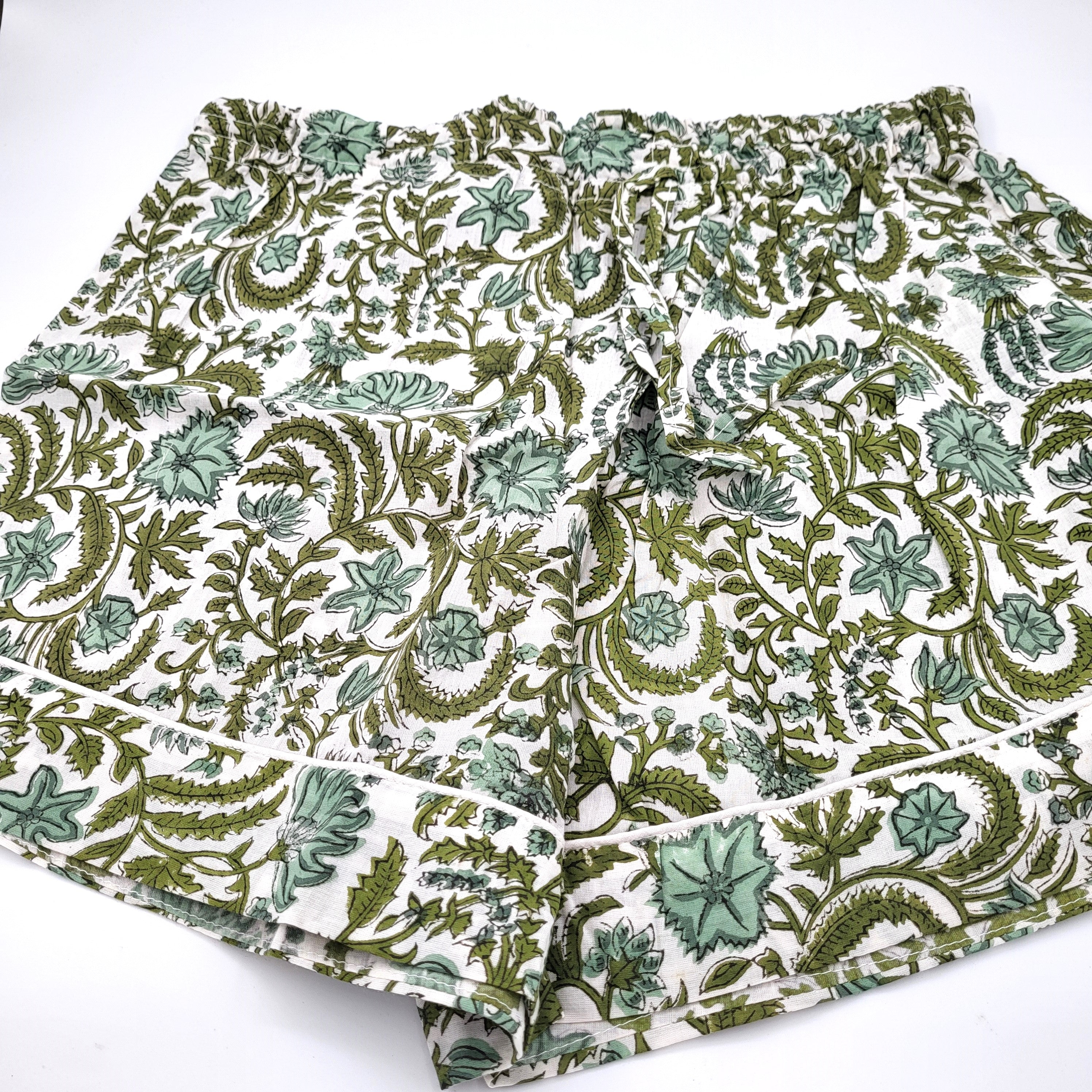 Block Print Pyjama Eloise: block-printed cotton pyjama set for relaxing, from Inside Living Singapore. Alternative angle.
