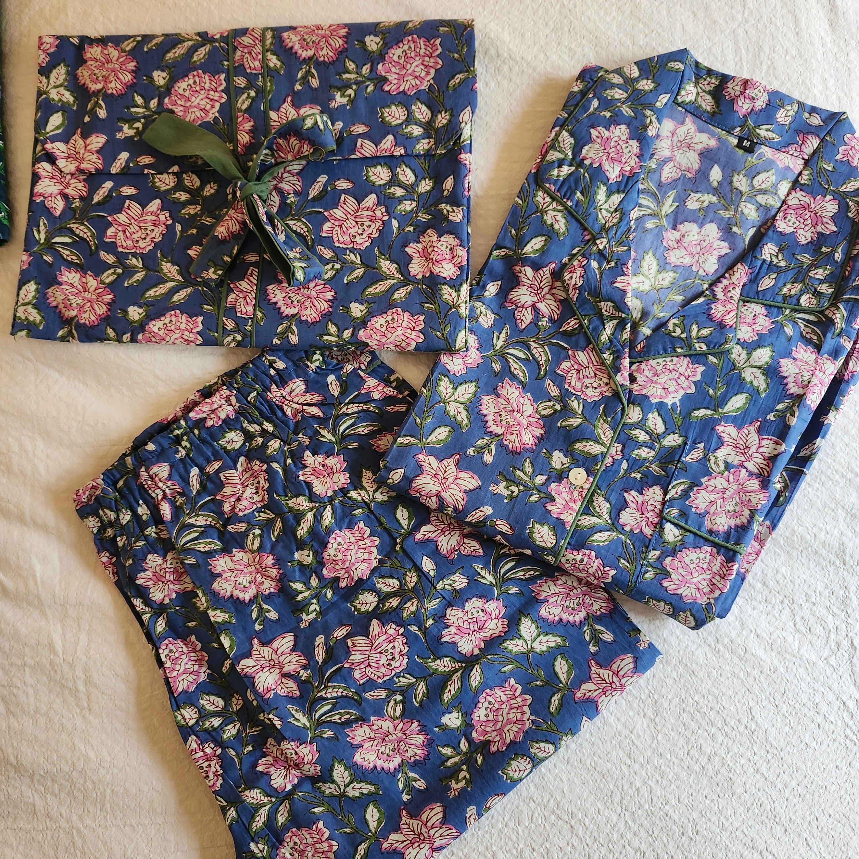 Block Print Pyjama Long Carnation, Inside Living Singapore homeware and lifestyle collection, view 6.