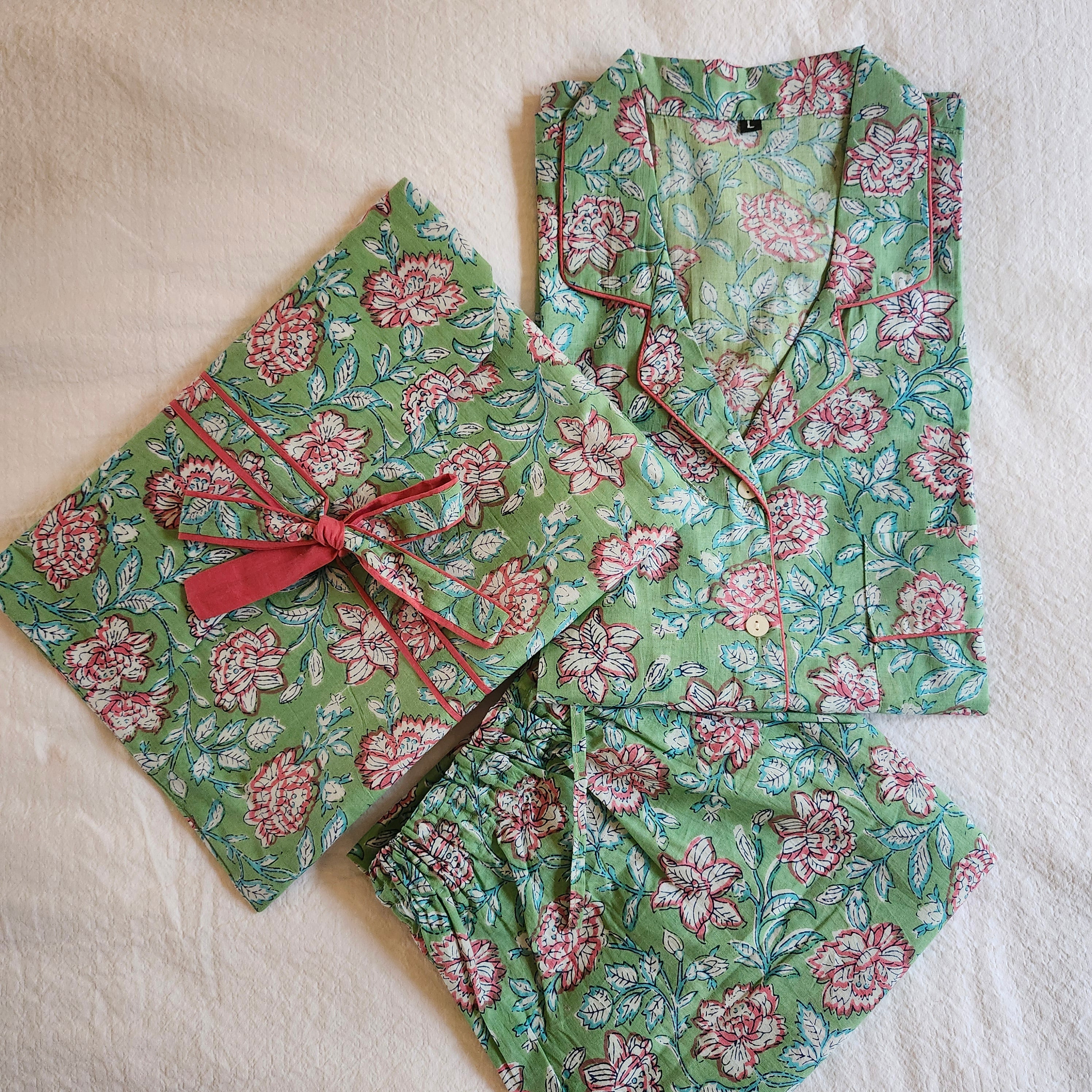Block Print Pyjama Long Carnation, Inside Living Singapore homeware and lifestyle collection, view 4.