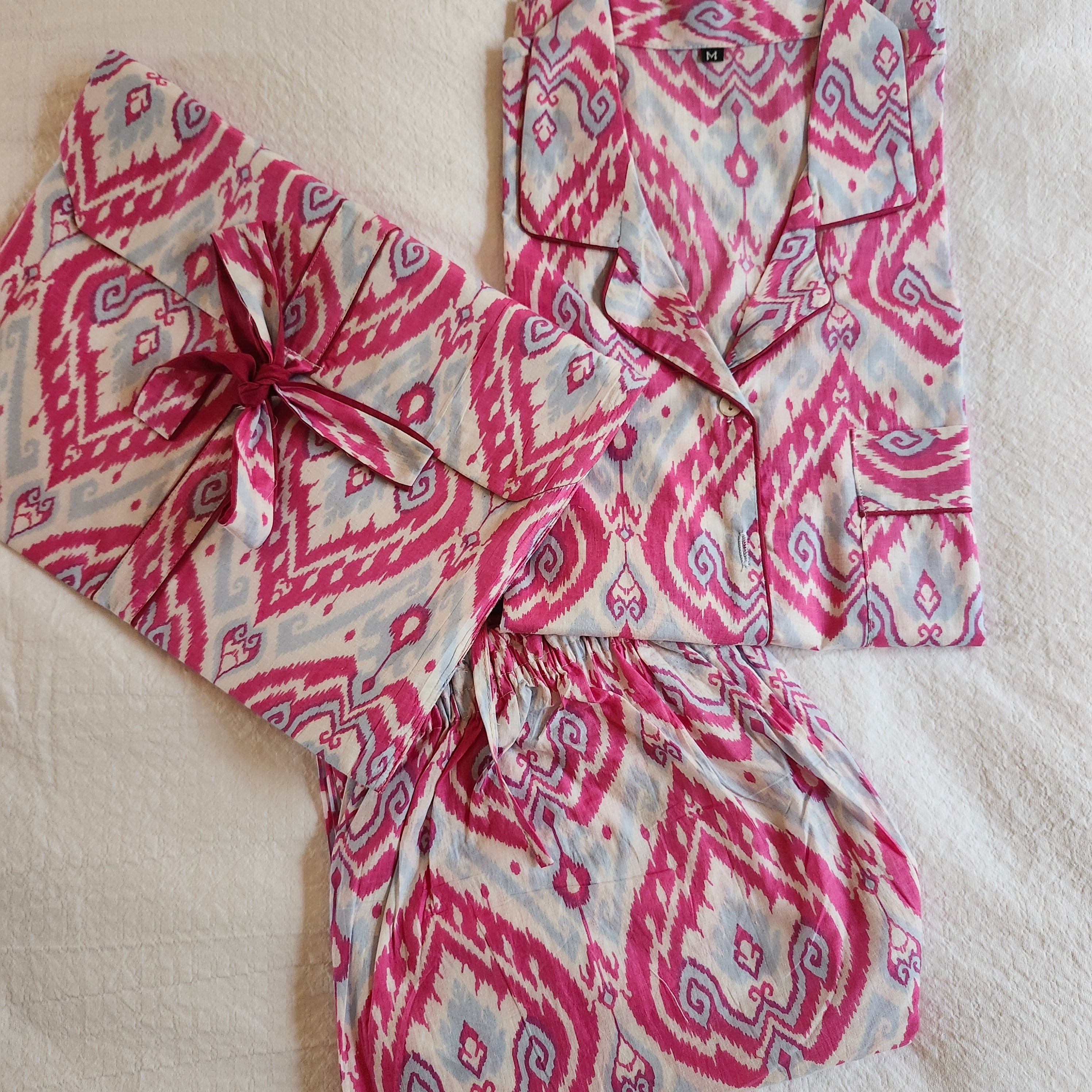 Block Print Pyjama Long Assorted, Inside Living Singapore homeware and lifestyle collection, view 2.