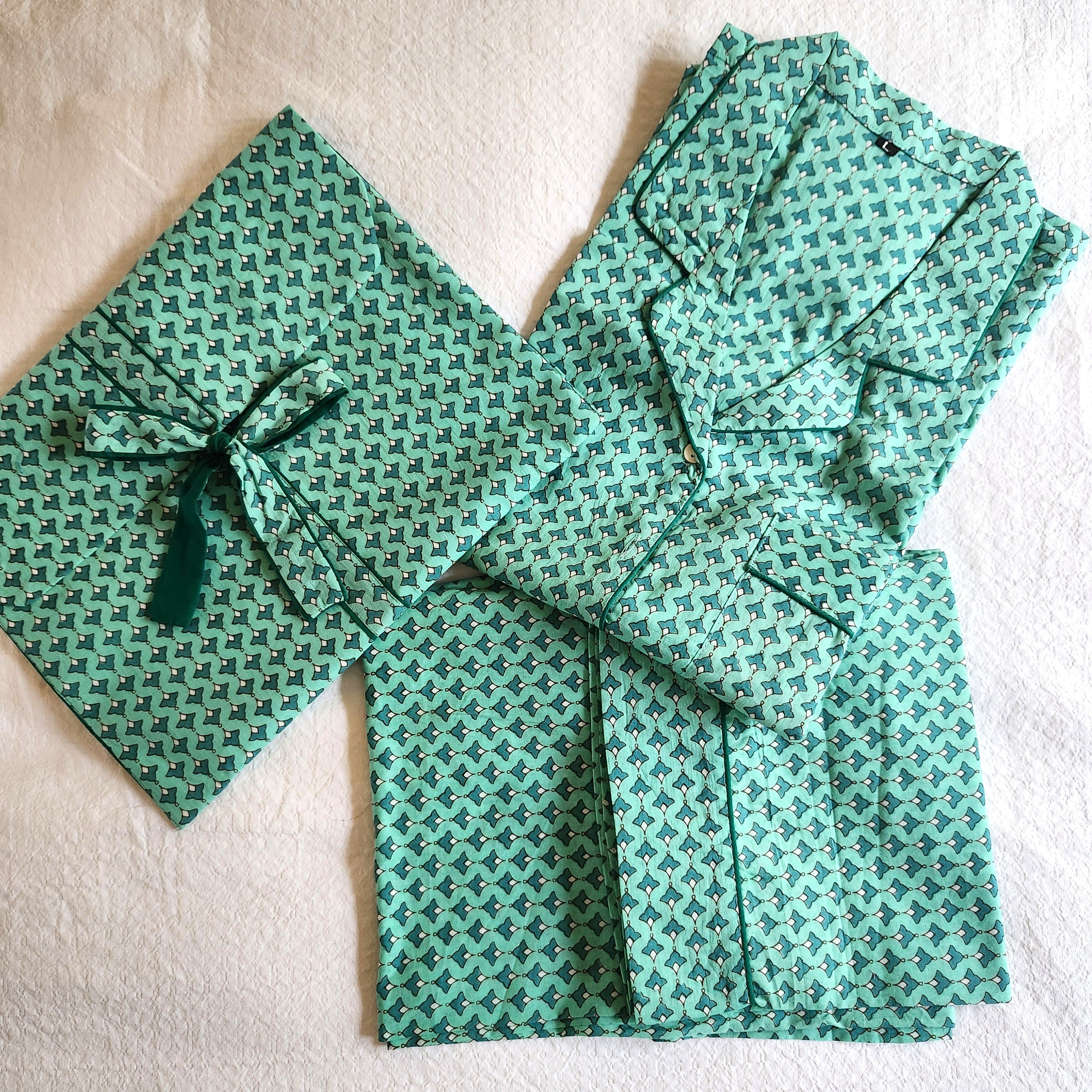 Block Print Pyjama Long Assorted, Inside Living Singapore homeware and lifestyle collection, view 5.