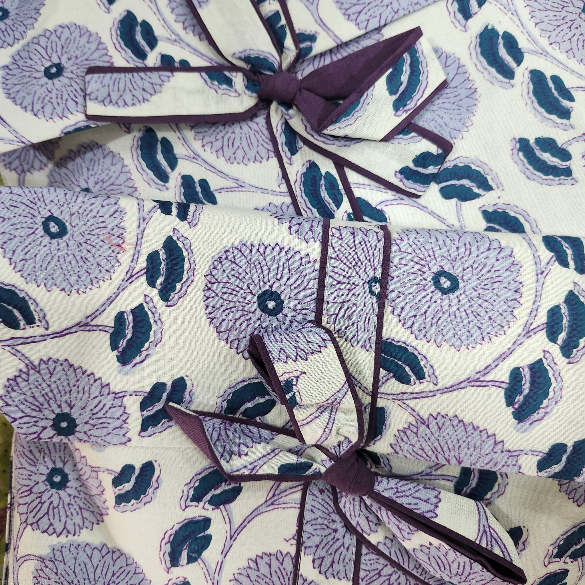 Block Print Pyjama Long Flowers, Inside Living Singapore homeware and lifestyle collection, view 2.