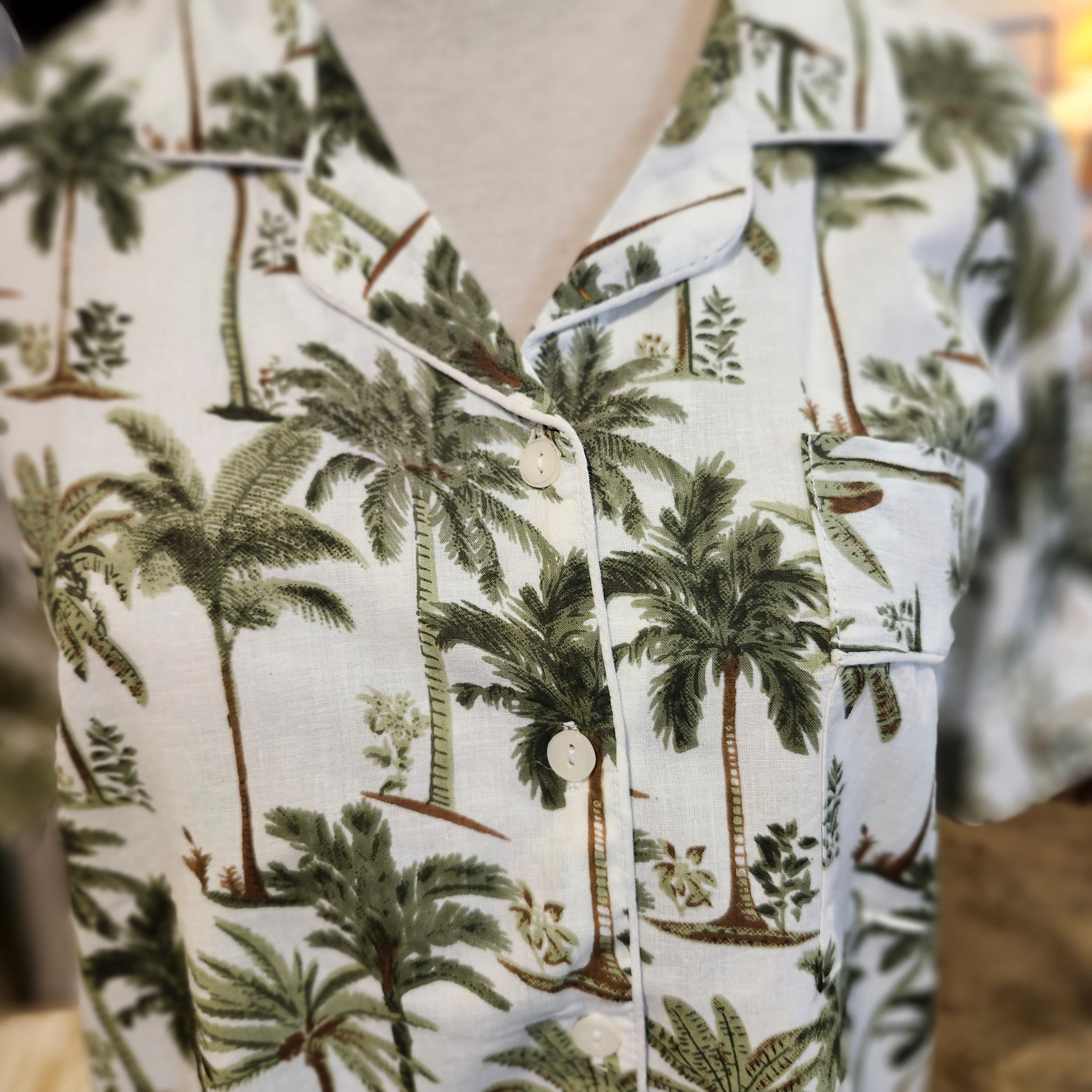 Block Print Pyjama Short Little Palms alternative view, homeware at Inside Living Singapore.
