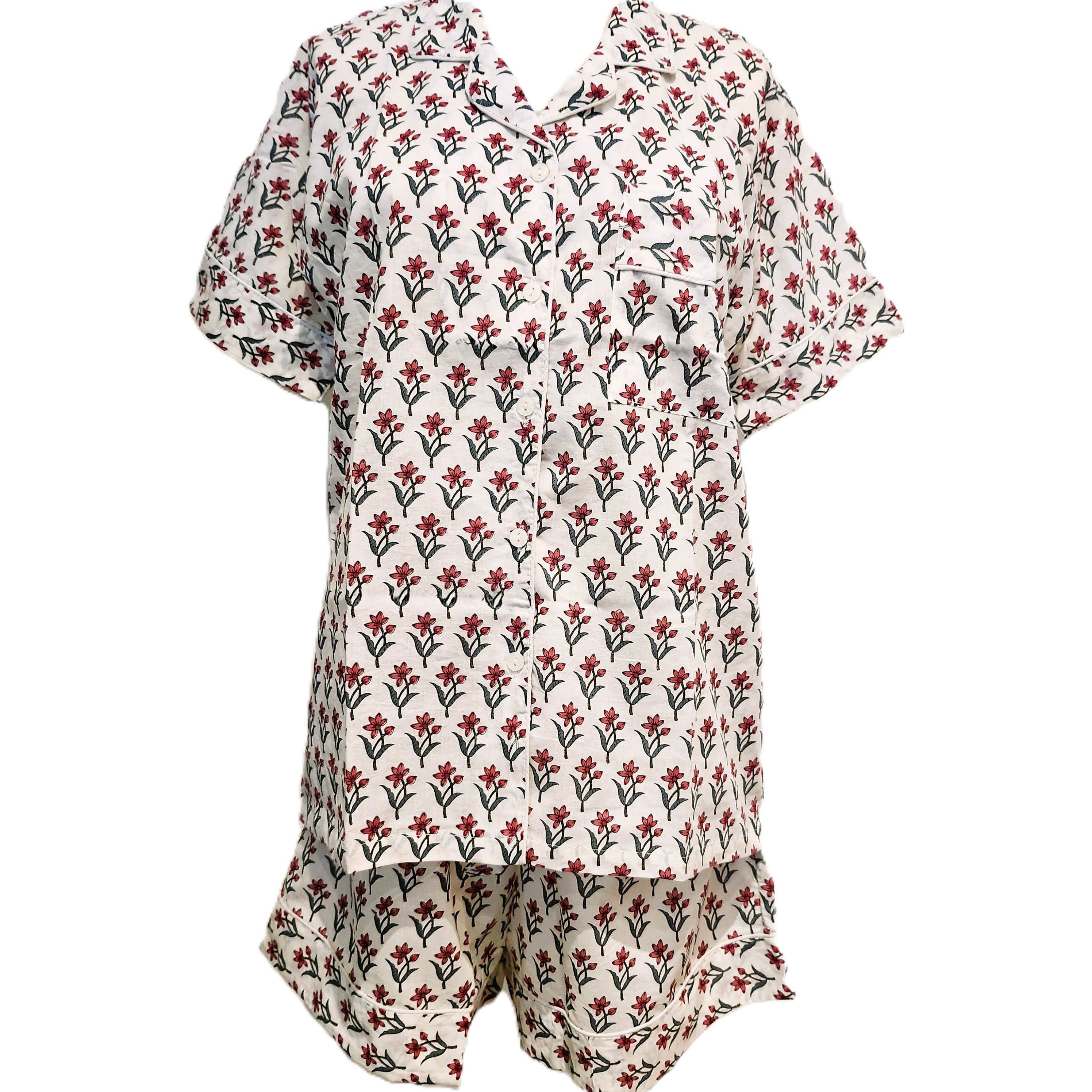 Block Print Pyjama Short Rosalie, Inside Living Singapore homeware and lifestyle collection, view 3.