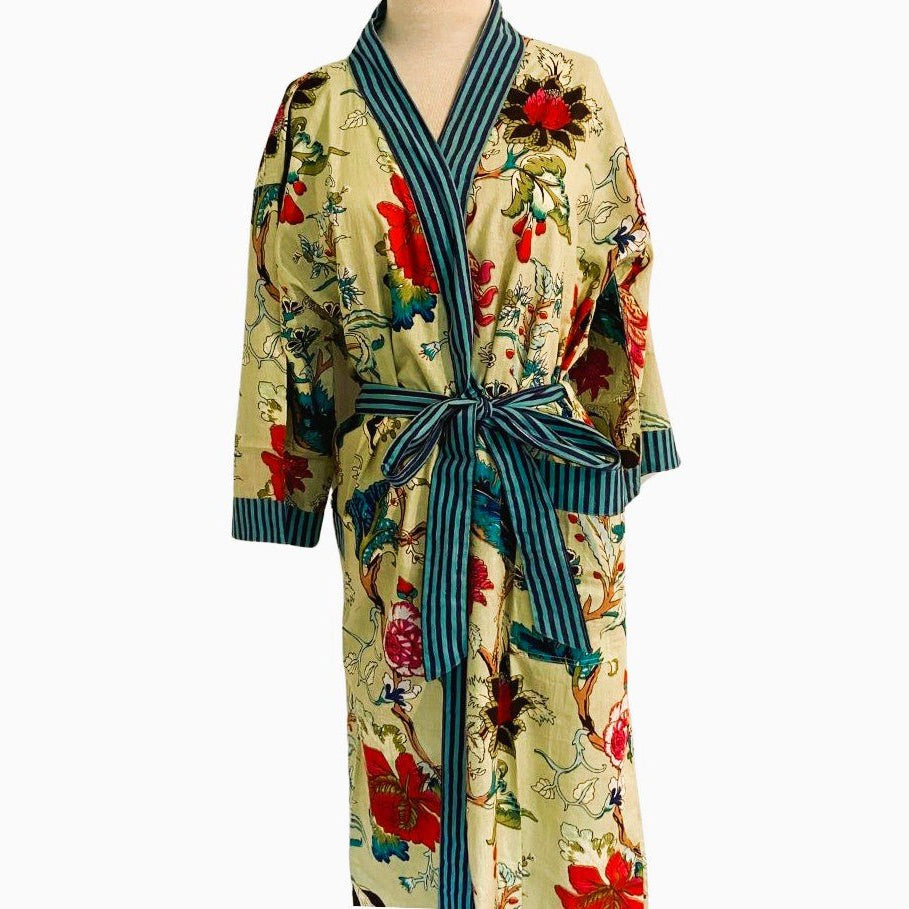 Robe Cotton Block Print Tropical Flower alternative view, bath & body at Inside Living Singapore.