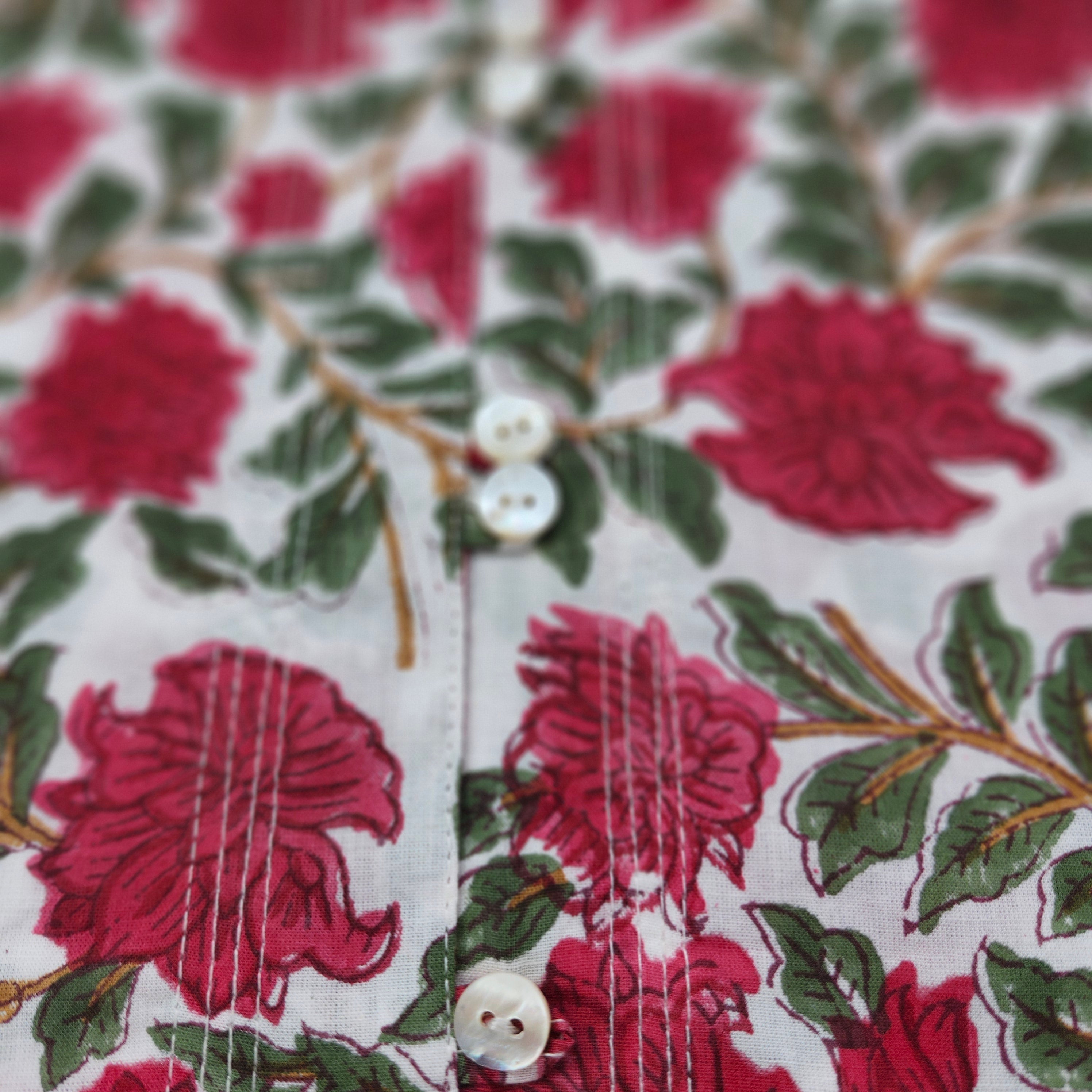 Block print cotton 'Jasmine' shirt, handmade lightweight summer shirt with hand-printed pattern, alternative view