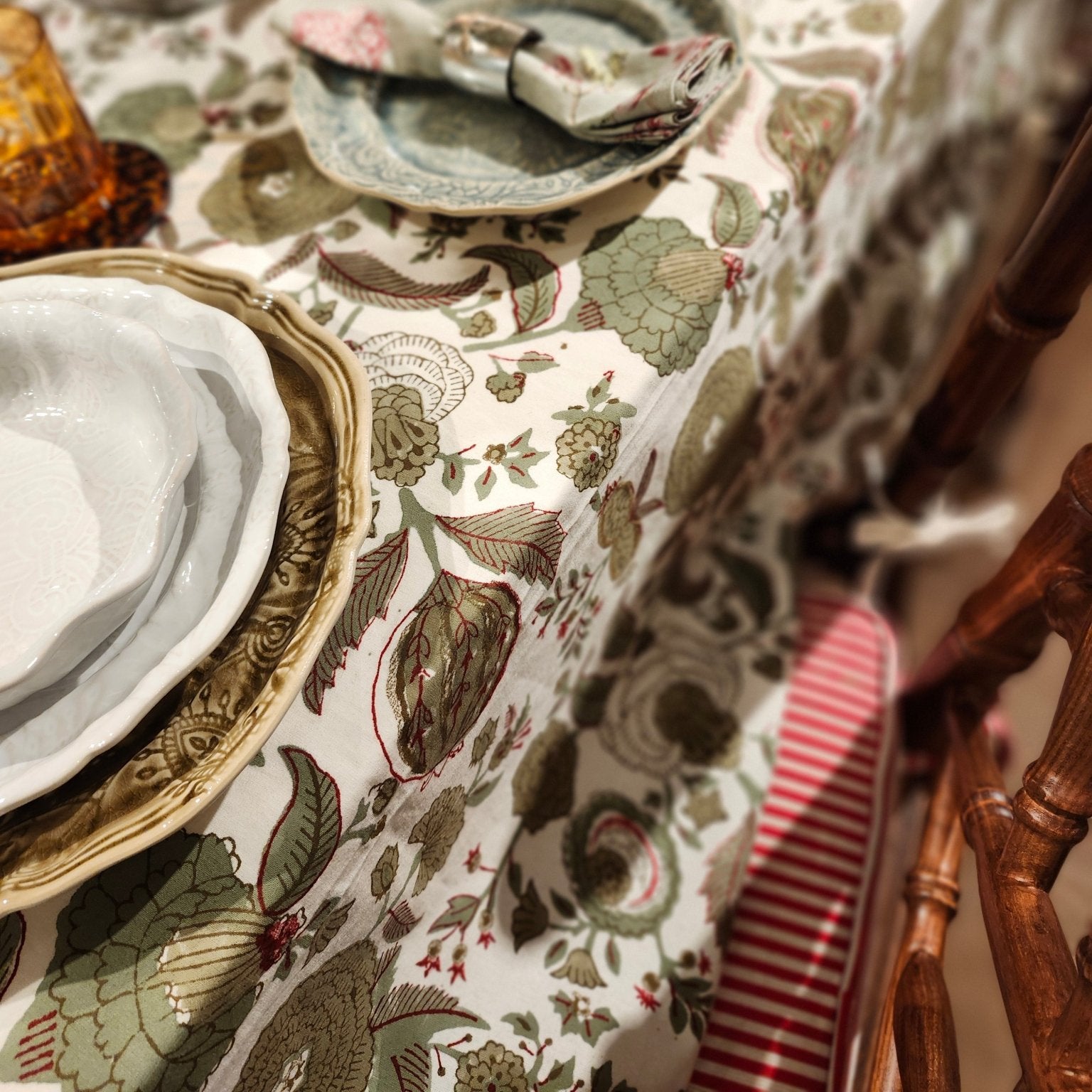 Block Print Tablecloth Assorted 180 x 270 cm, alternative angle - buy homeware, tableware and interior accessories at