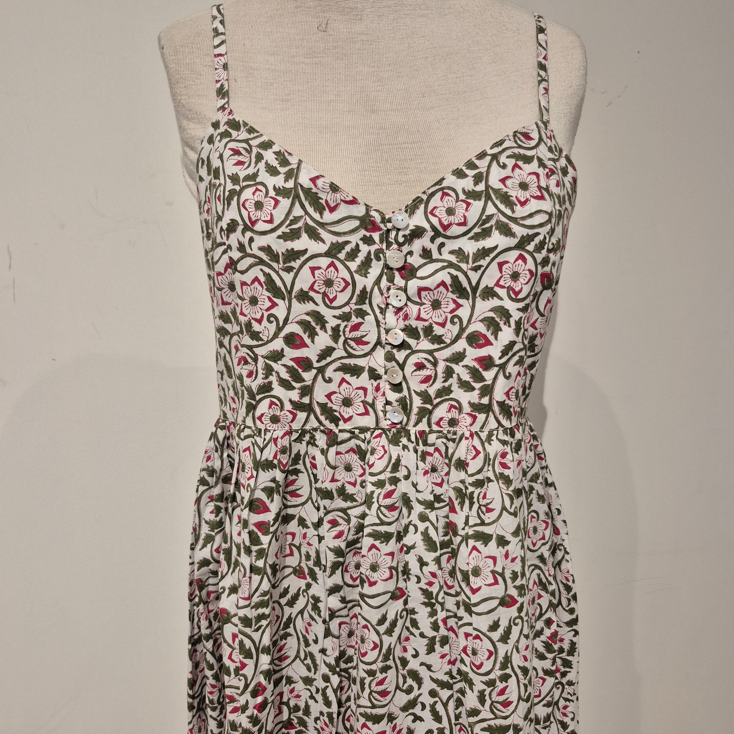 Block Print Sundress in the Joy design, cotton calf-length sundress from Inside Living Singapore.