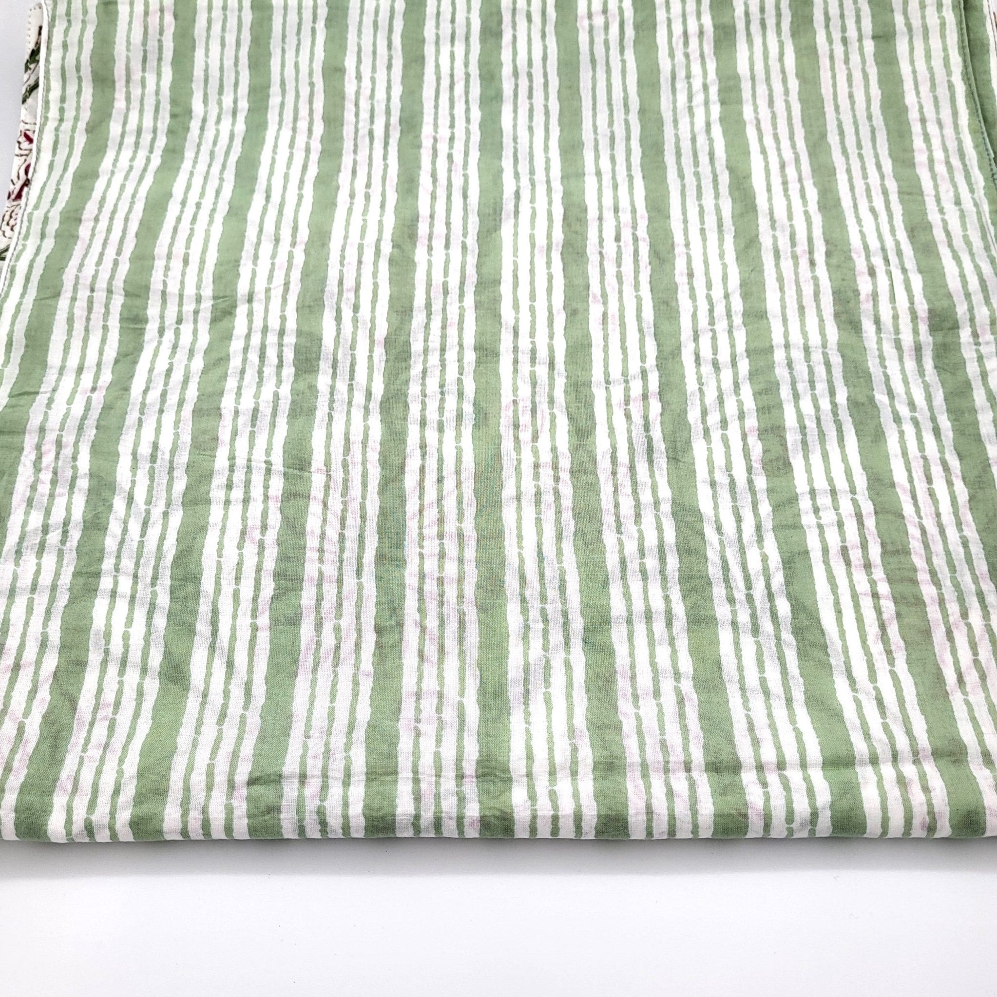 Block Print Runner Reversible White Blossom: block-printed cotton table runner for dining, from Inside Living Singapore.