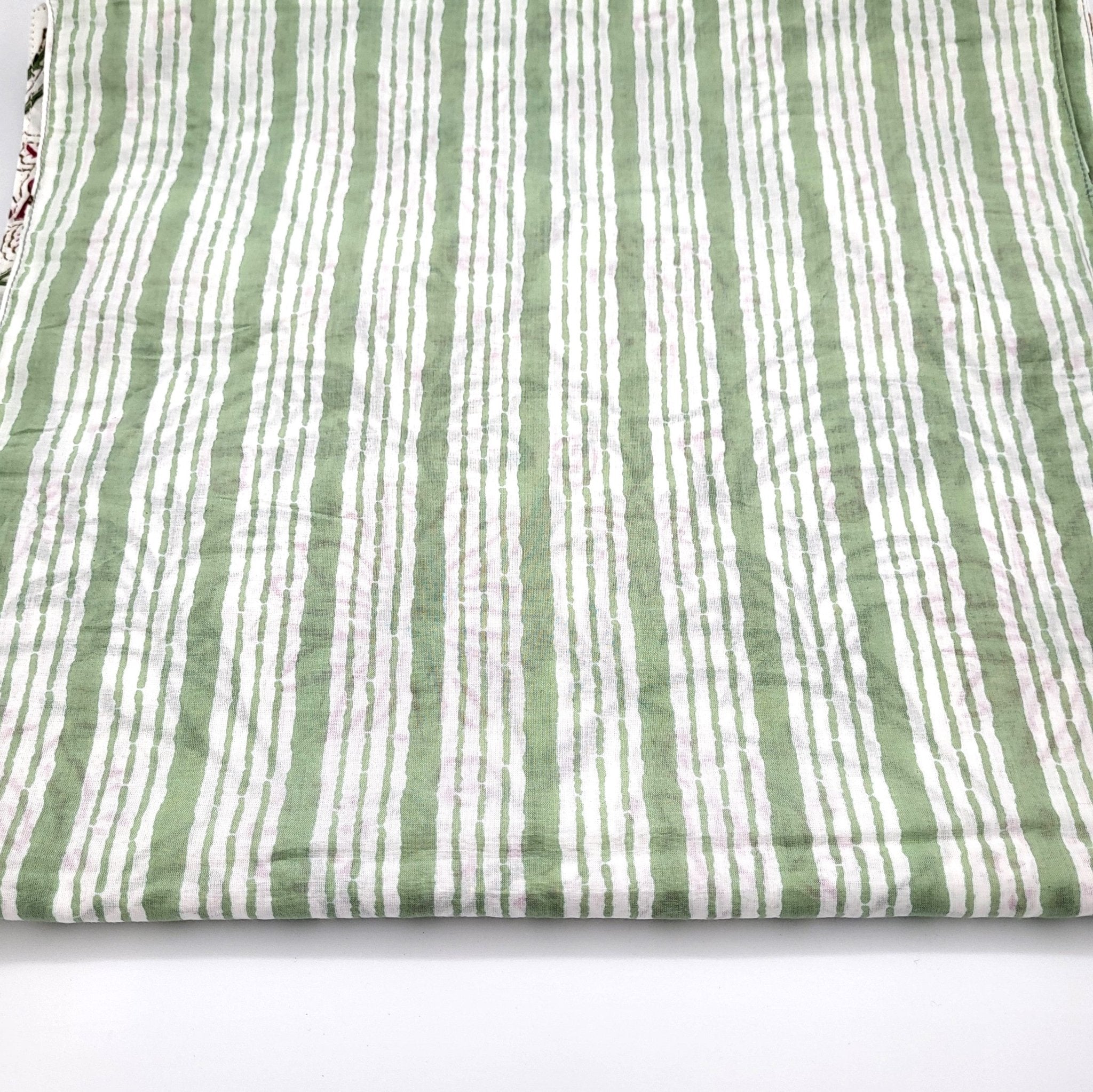 Block Print Runner Reversible White Blossom: block-printed cotton table runner for dining, from Inside Living Singapore.