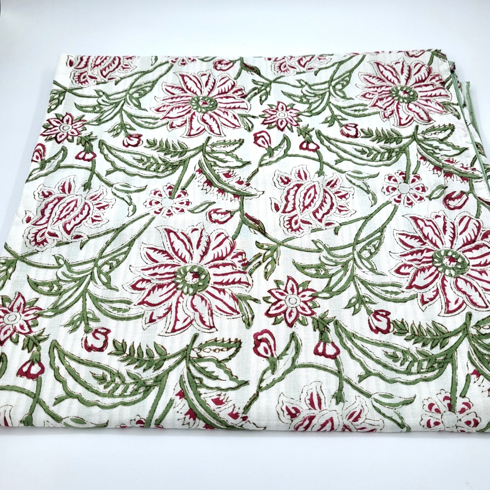 Block Print Runner Reversible White Blossom: block-printed cotton table runner for dining, from Inside Living Singapore.