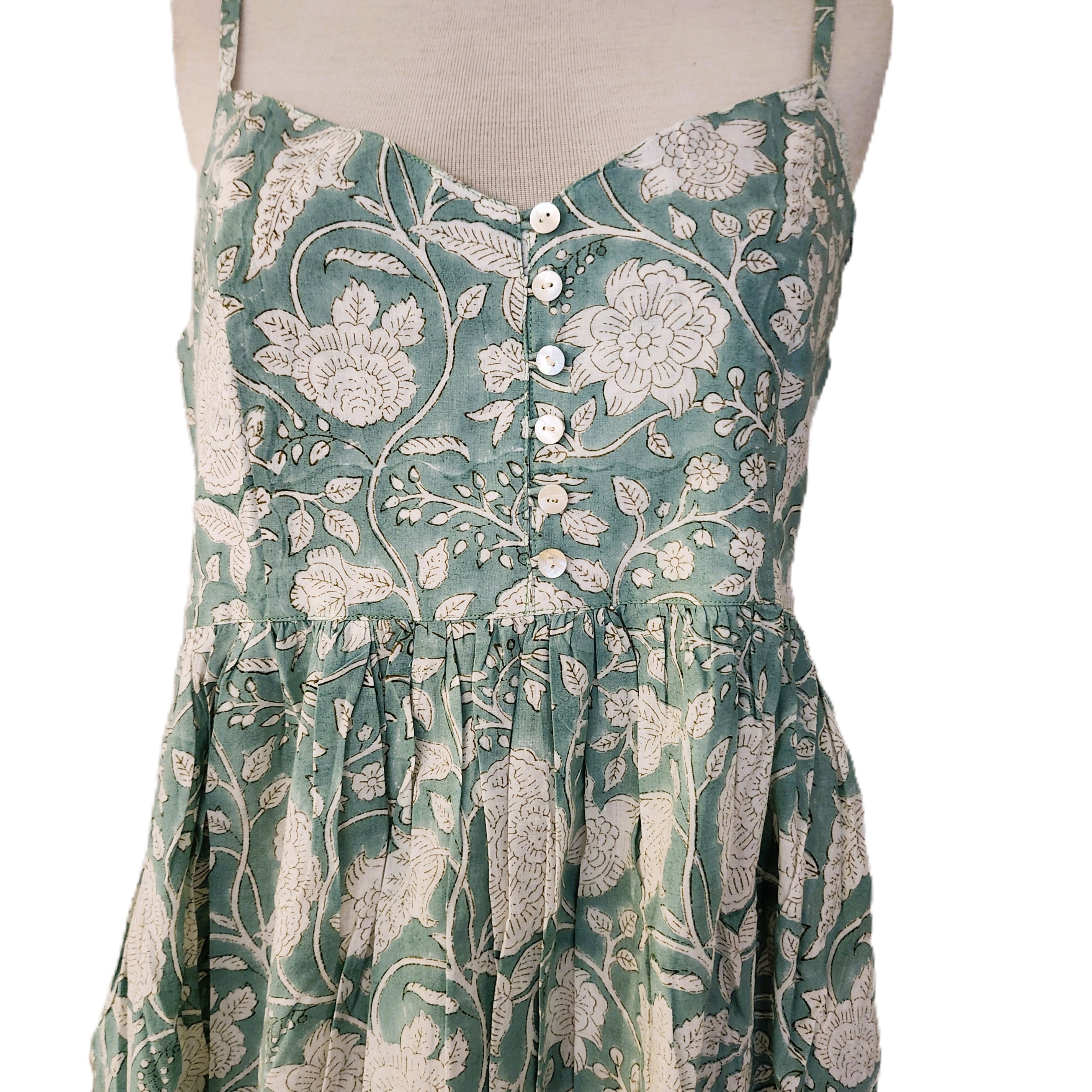 Block Print Sundress in the Lottie design, cotton calf-length sundress from Inside Living Singapore.
