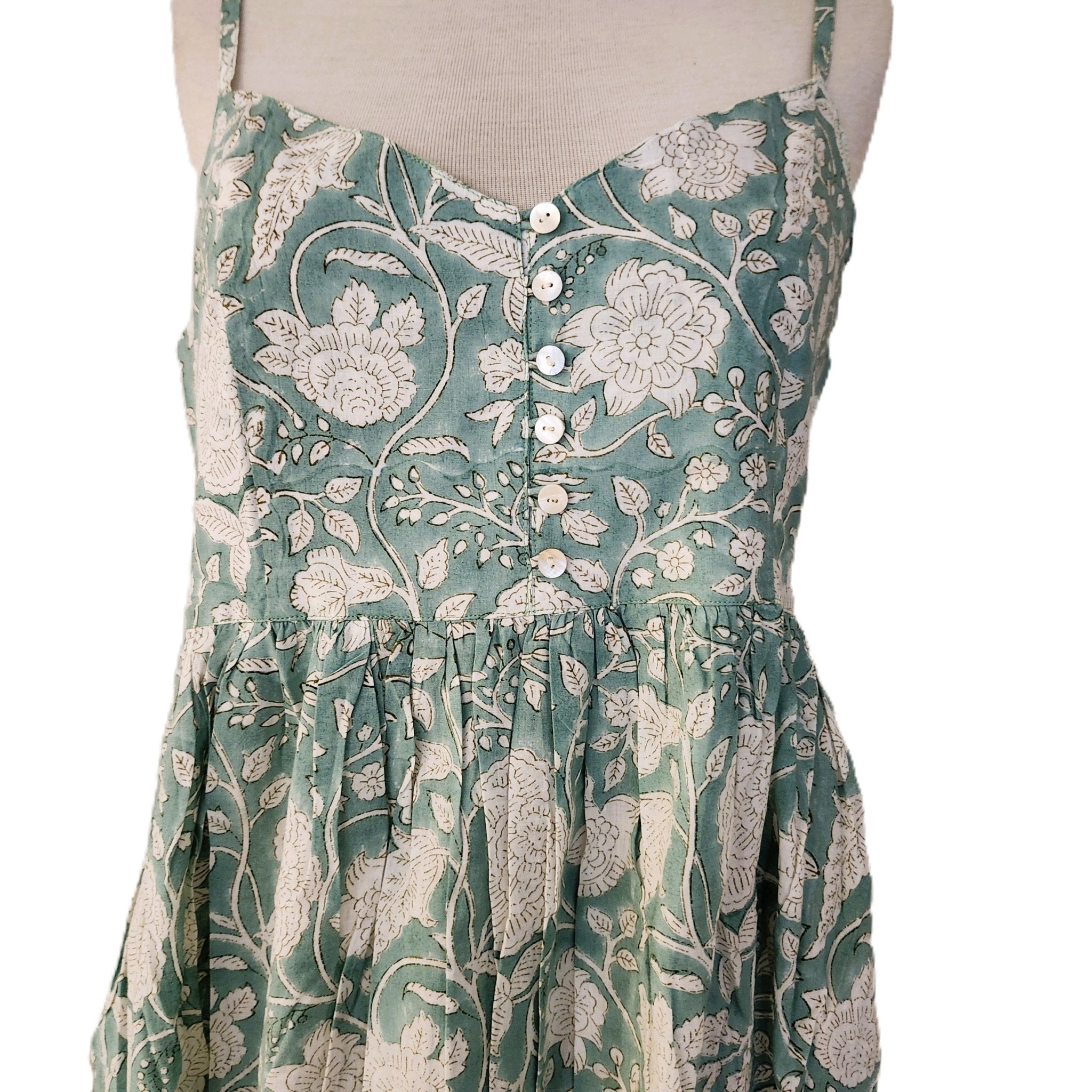 Block Print Sundress in the Lottie design, cotton calf-length sundress from Inside Living Singapore.