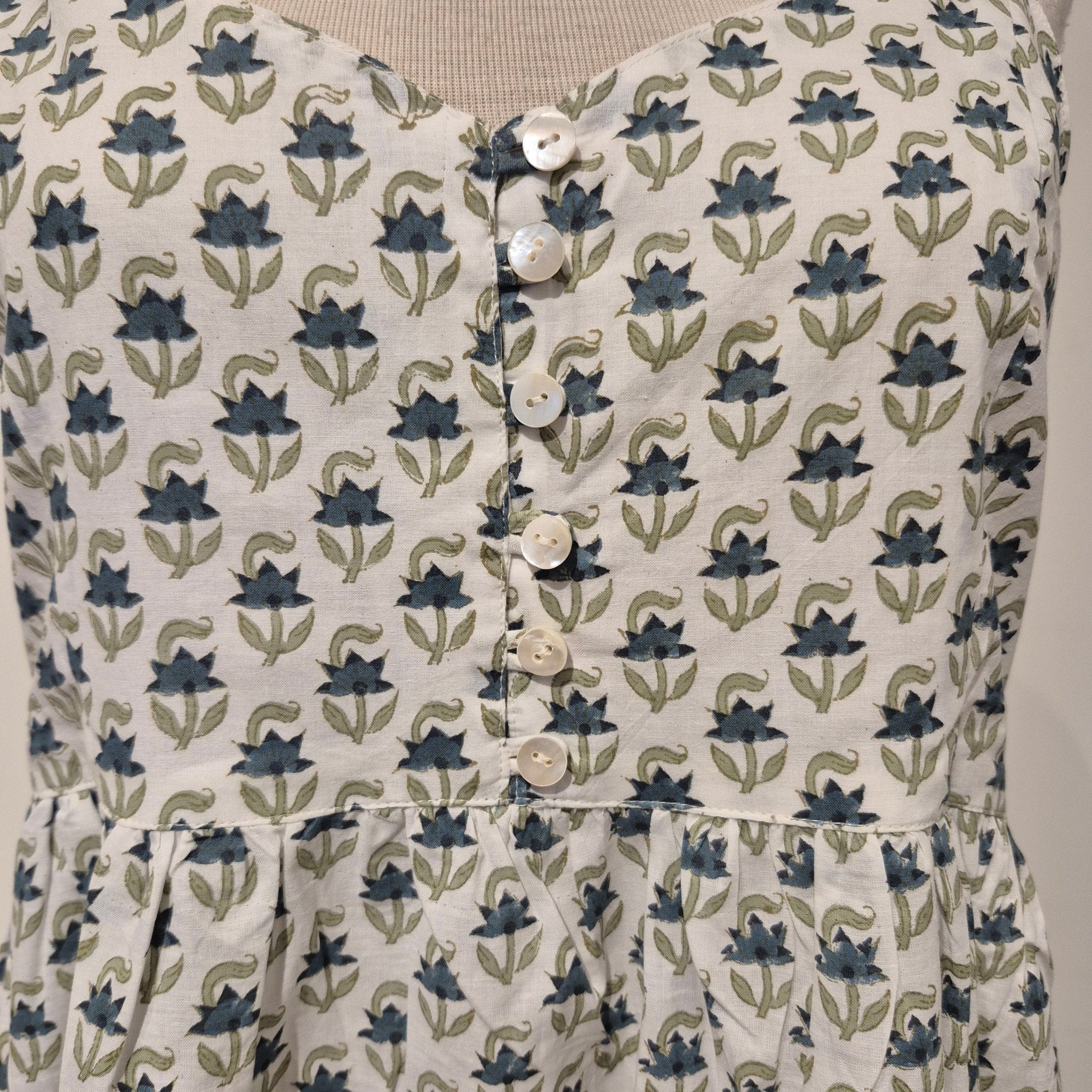 Block Print Sundress in the Millet design, cotton calf-length sundress from Inside Living Singapore.