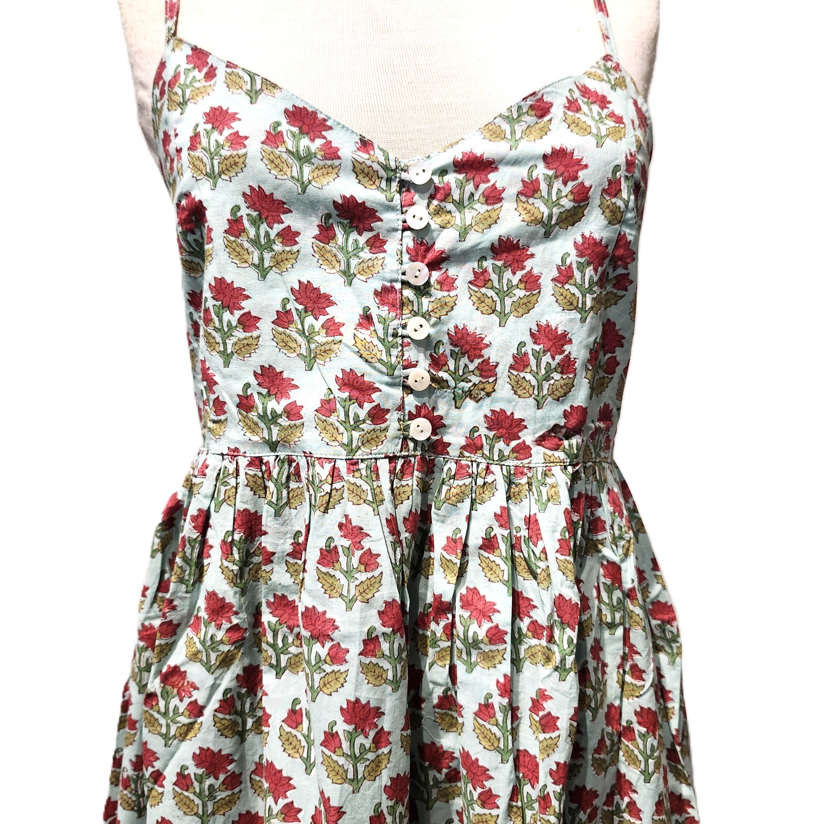 Block Print Sundress in the Pippa design, cotton calf-length sundress from Inside Living Singapore.