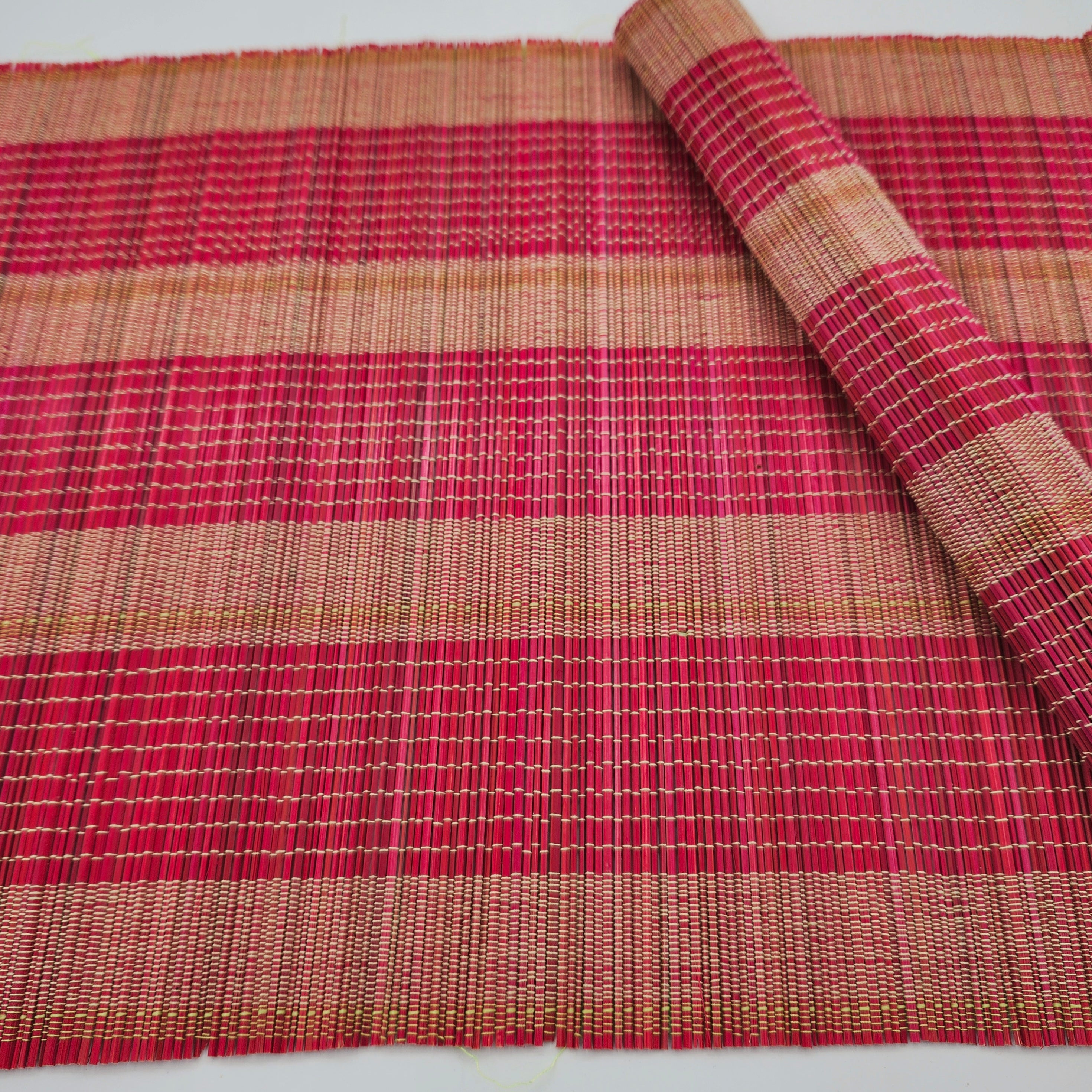 Red bamboo placemat measuring 38 x 30 cm, a woven table setting for festive occasions or daily dining