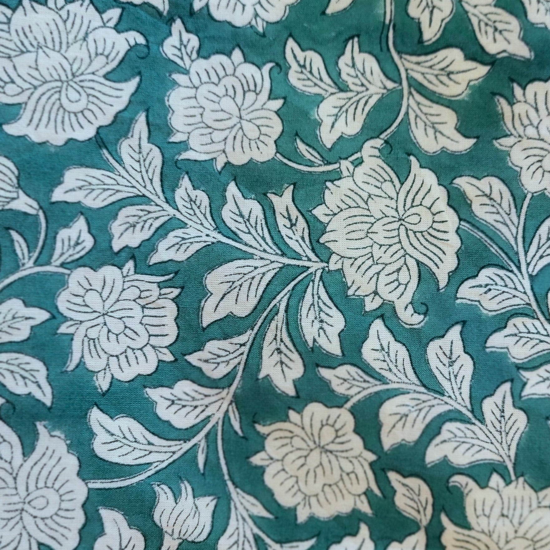 Block Print Runner Flora Green from Inside Living Singapore. Shown alternative angle.