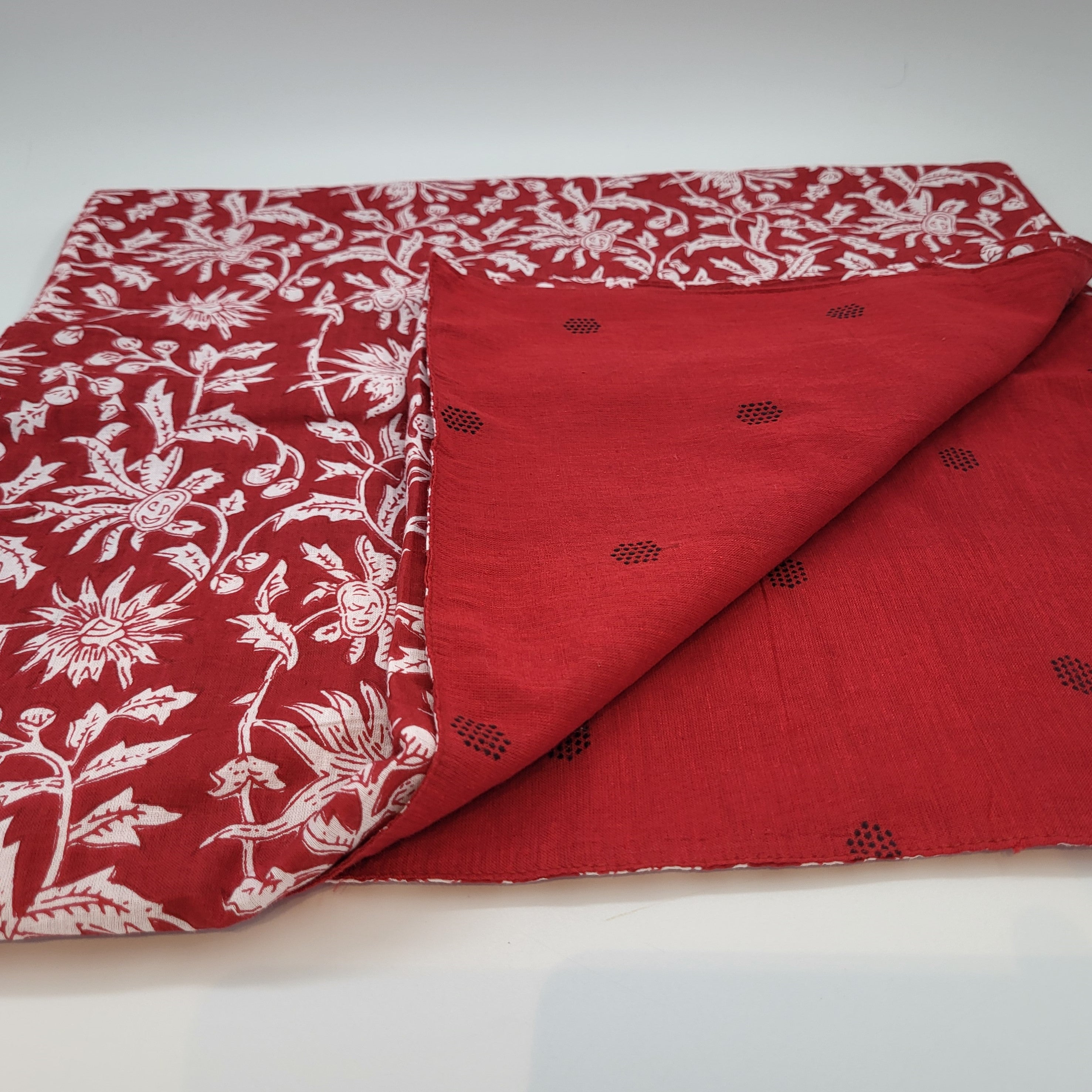 Block Print Tablecloth Floral Red: block-printed cotton tablecloth for dining table styling, from Inside Living Singapore.
