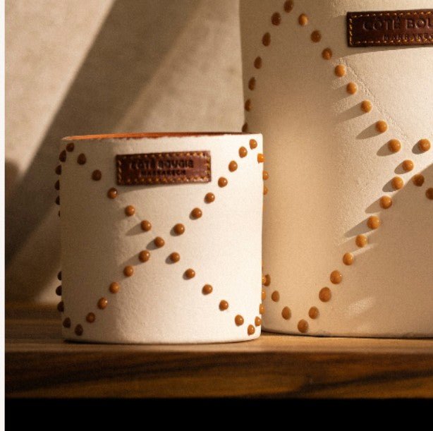 Date-scented candle in a hand-glazed terracotta ceramic jar, 7cm diameter, 40 hour burn, made in Marrakech