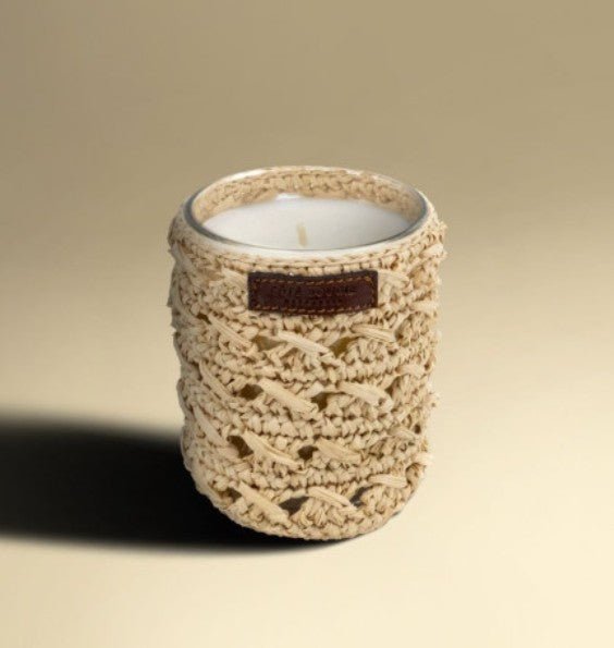 Scented Candle Raphia Zina Oriental, part of the Candles collection at Inside Living Singapore, detail of the design.