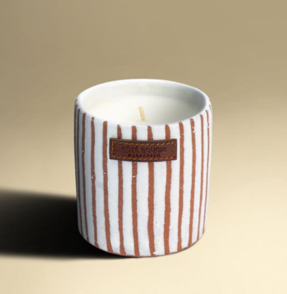 Scented Candle Zebra Terracotta Cumin, scented candle and home fragrance at Inside Living Singapore. Front view.
