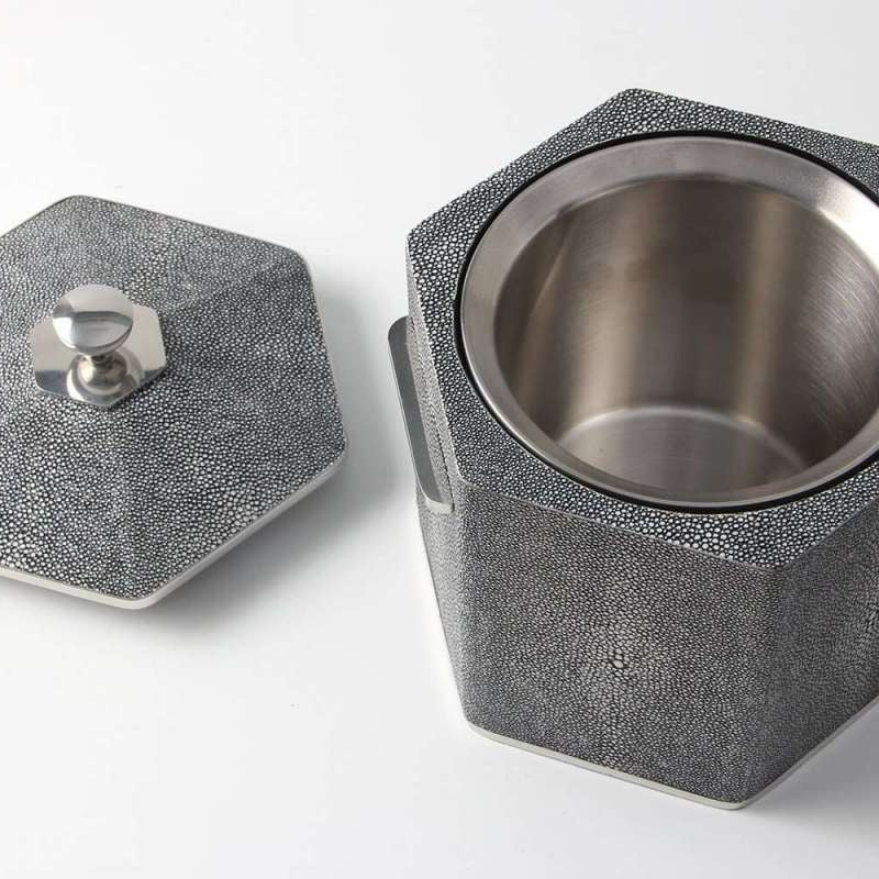 Faux Shagreen Otis Ice Bucket Charcoal, detail view - buy homeware, tableware and interior accessories at Inside Living