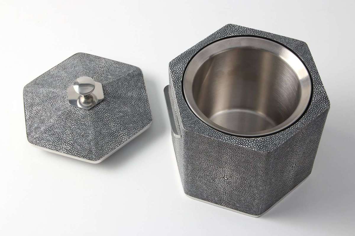 Faux Shagreen Otis Ice Bucket Charcoal, detail view - buy homeware, tableware and interior accessories at Inside Living
