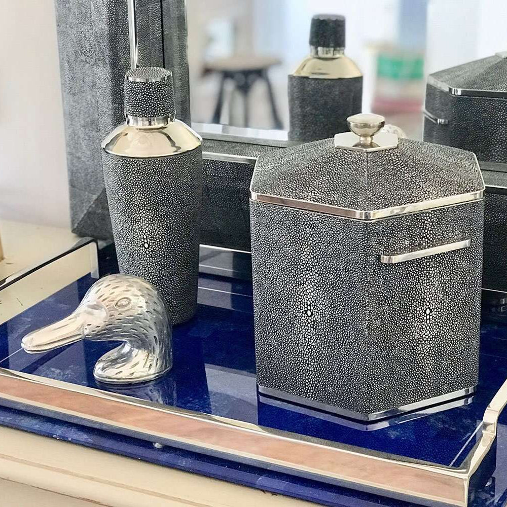 Faux Shagreen Cocktail Shaker Charcoal, side view - buy homeware, tableware and interior accessories at Inside Living