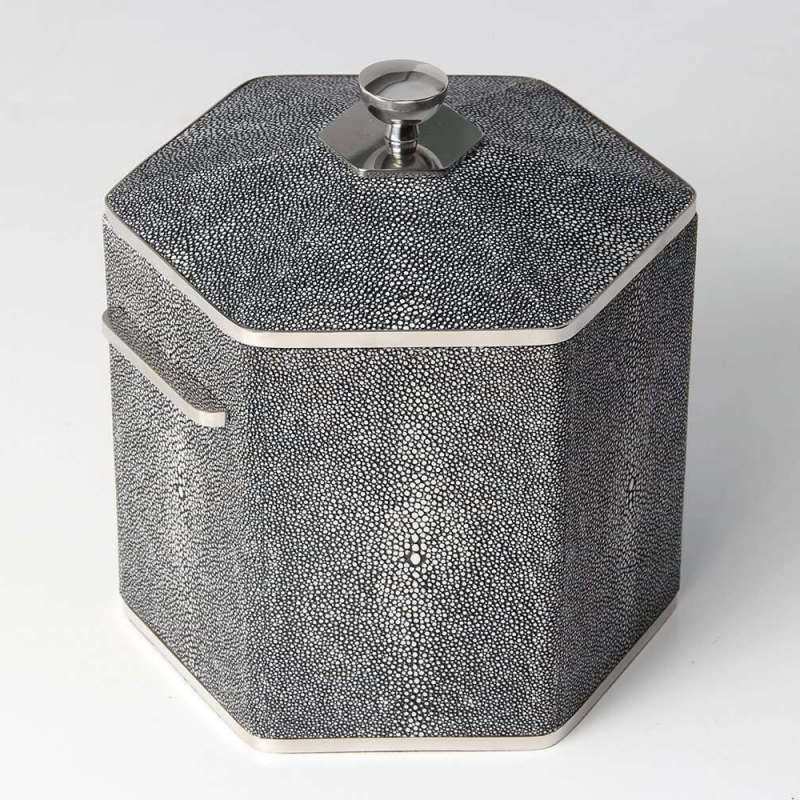 Faux Shagreen Otis Ice Bucket Charcoal, side view - buy homeware, tableware and interior accessories at Inside Living