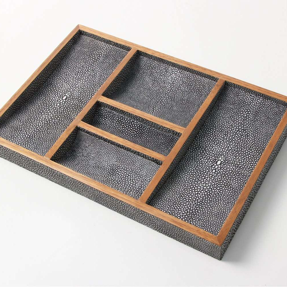 Faux Shagreen Bevin Valet Tray Charcoal, available at Inside Living Singapore, detail of the design.