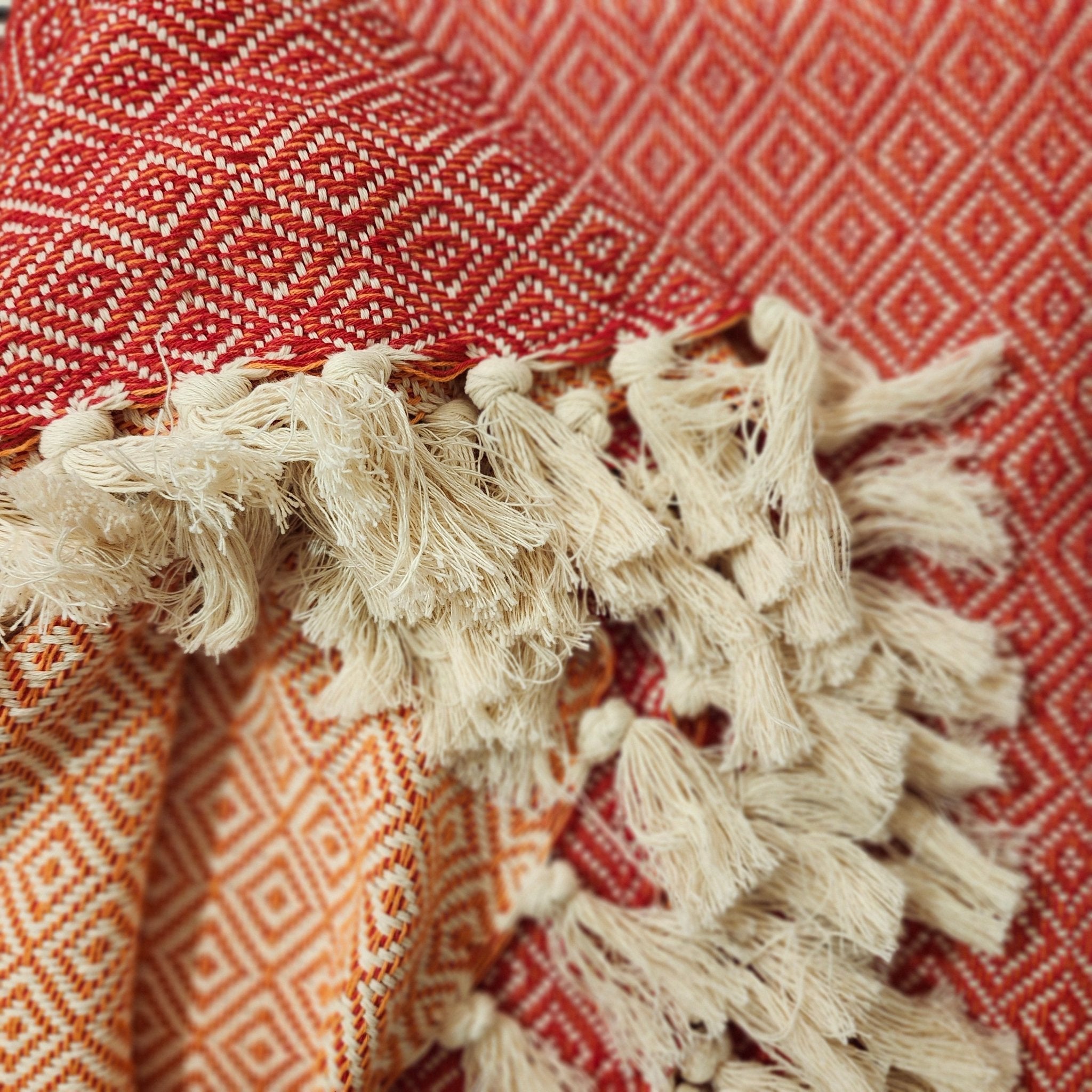 Reversible Cotton Throw, colour and pattern detail, from the Inside Living Singapore homeware collection.