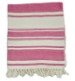 Detail of the beach towel's flat weave cotton fabric, soft and absorbent for everyday use.