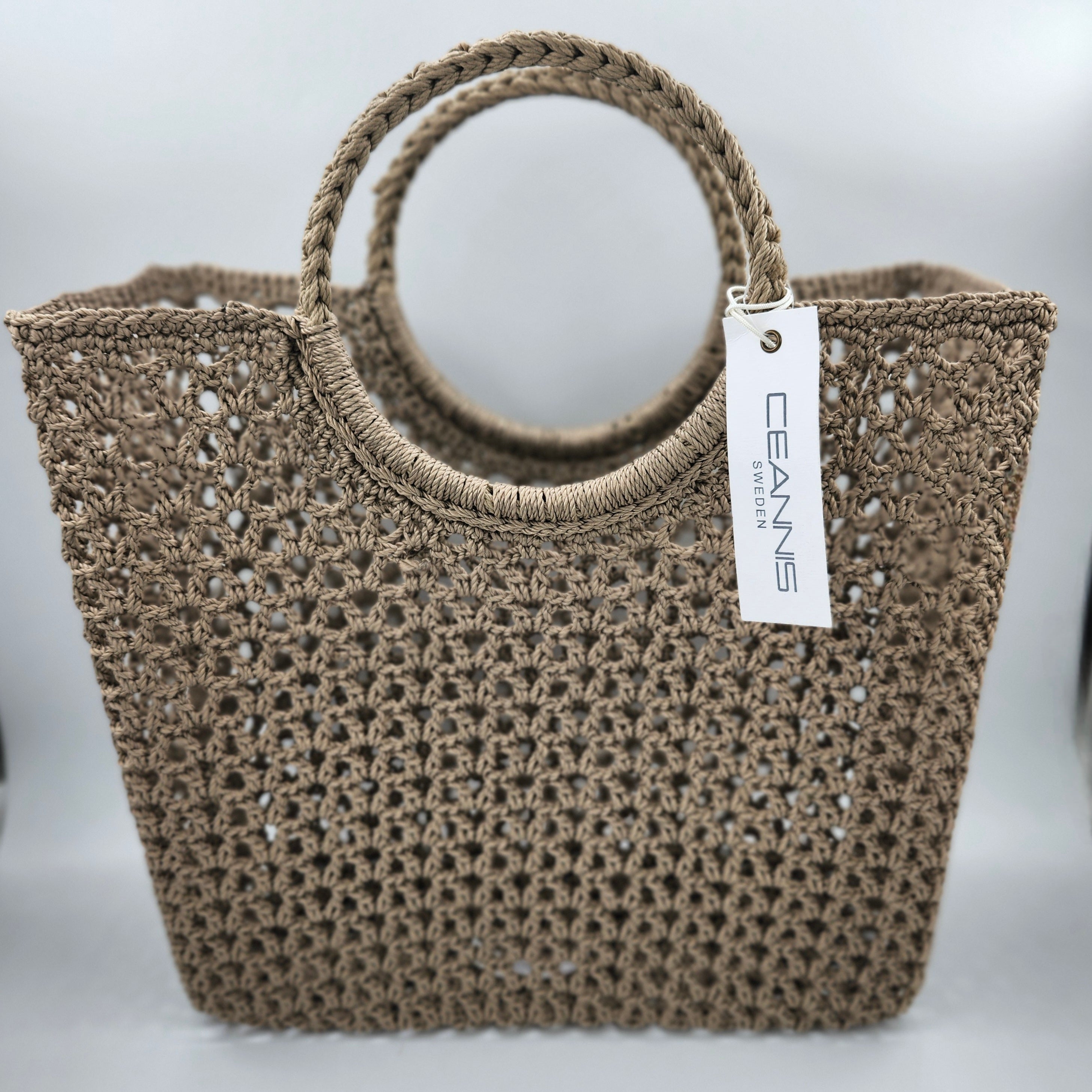 Crochet Basket, handmade crochet storage basket at Inside Living Singapore. Detail view.