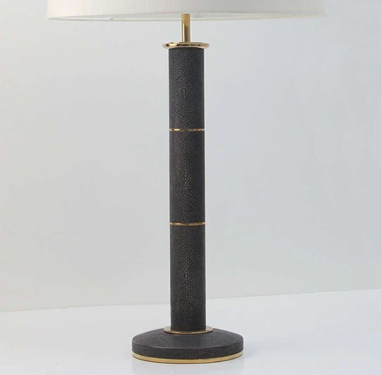 Faux Shagreen Column Table Lamp Seal Brown from Inside Living Singapore, detail view.