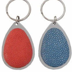 'Pear Drop' Key Ring in Faux Shagreen from Inside Living Singapore, detail view.