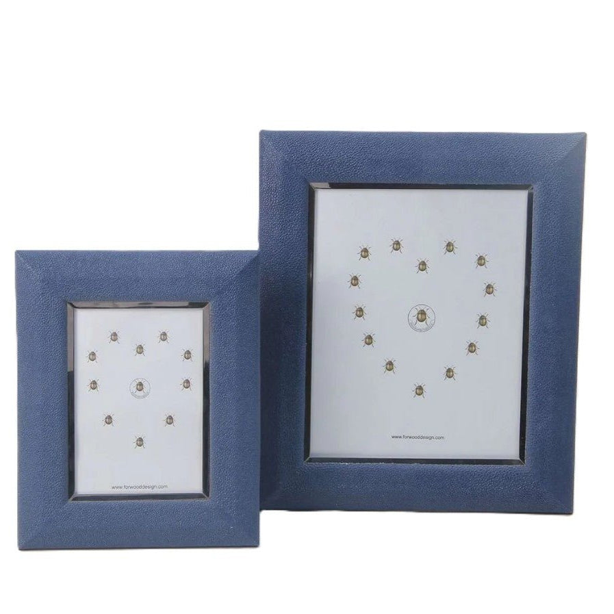 Faux Shagreen Bella Photo Frame Nile Blue from Inside Living Singapore, alternate angle.