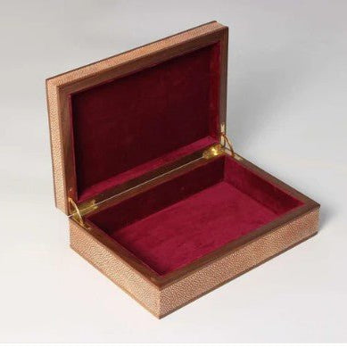 Faux Shagreen Treasure Box in Teal from Inside Living Singapore, side view.