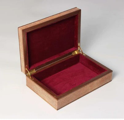 Faux Shagreen Treasure Box in Teal from Inside Living Singapore, side view.